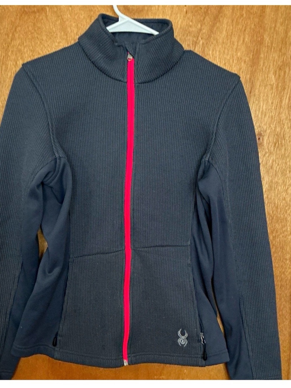 Spyder Charcoal Jacket with Bright Pink Zipper
